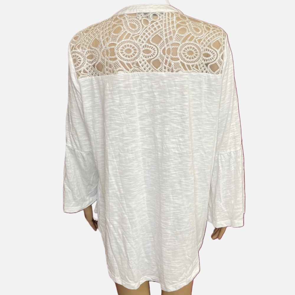 Absolutely Famous Metallic Mesh Embroidered Bell Sleeve Top XL - Picture 4 of 6
